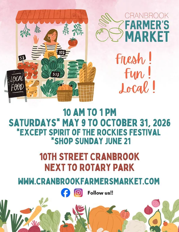 Cranbrook Farmers Market 2026 season poster